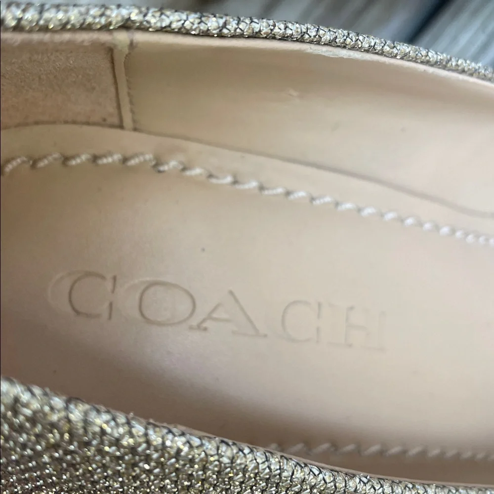 EUC- Coach Gold Sparkly Textured Vero Cuoio Heels Size 6.5 - Picture 13 of 16